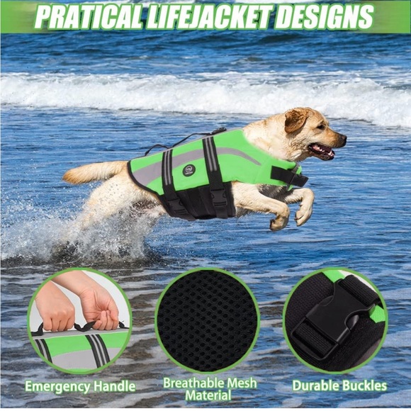 NWOT Size L Green EMUST Dog PFD Lifevest Life Preserver - Picture 3 of 11